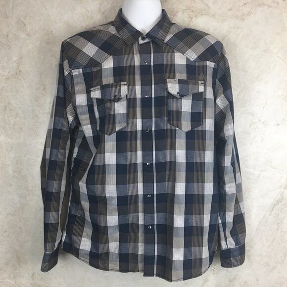 Volcom Men's Workwear Long Sleeve Plaid Shirt with Snap-Buttons Size L - Picture 1 of 16